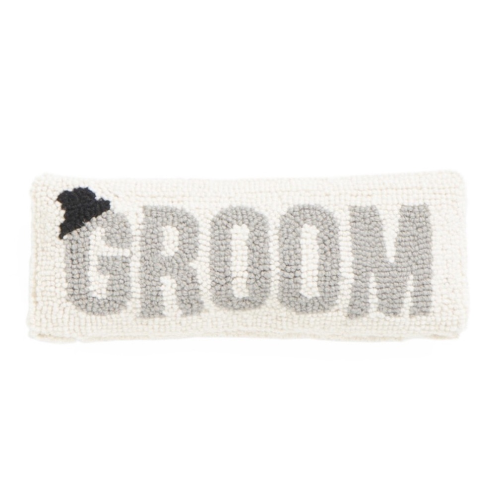 Groom Accent Pillow in Cream and Gray